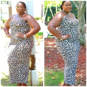 NEW Plus Size Leopard Print Midi Dress